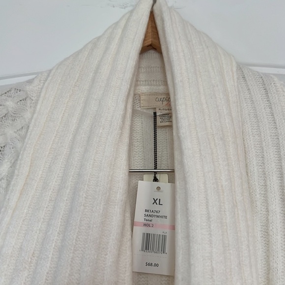 Cupio Wide Collar Cable Knit cardigan Sweater XL - Picture 4 of 11